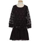 Lipstik Girls Black Flower Silver Accent Ruffle Skirt Sequin Dress 4
