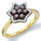 ApexJewels Chocolate Brown Diamond Ring Star Flower Cluster Yellow 