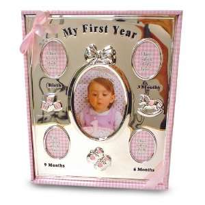  Baby Essentials First Year Frame Silver and Pink Baby