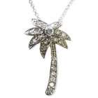 Jewelrydays 14Kt White Gold Diamond Palm Tree Pendant Necklace