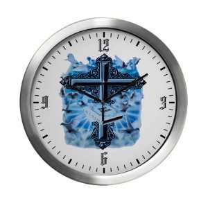    Modern Wall Clock Holy Cross Doves And Bible 
