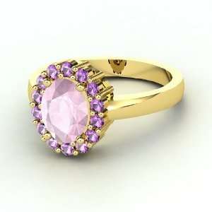  Penelope Ring, Oval Rose Quartz 14K Yellow Gold Ring with 