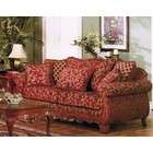 ACME Sofa Couch Burgundy & Gold Floral Chenille Fabric