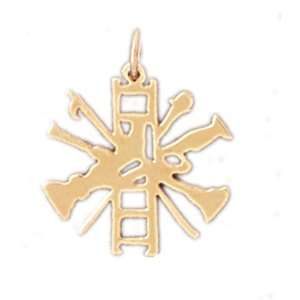  14kt Yellow Gold Fire Truck Pendant Jewelry