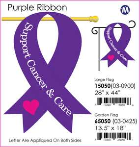 18 X 13 PURPLE RIBBON CURE CANCER OUTDOOR GARDEN FLAG  