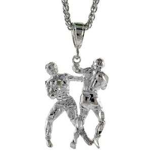    Sterling Silver Boxer Pendant, 1 11/16 (43 mm) tall Jewelry