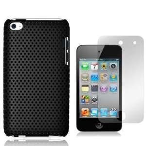  Black Perforated Mesh Rubberized Hard Skin Back Cover Case 