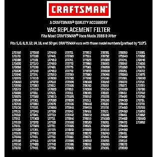   gal. and Above  Craftsman Tools Wet Dry Vacs Filters & Accessories