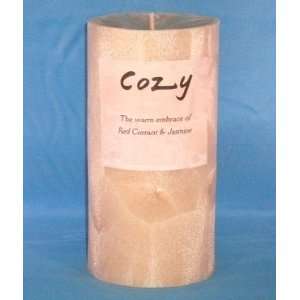  Cozy Scented 3x6 Palm Wax Pillar Candle   Red Currant 