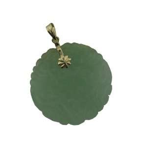  Light Green Jade Daisy Nirvana Pendant, 14k Gold Jewelry