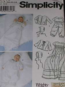 Baby Boy & Girl Christening Gown & Romper 3 sizePattern  