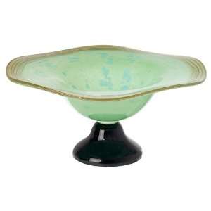  Seafoam Green Black Footed Glass Bowl