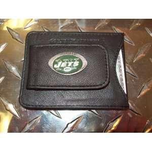  New York Jets NFL Black Leather Money Clip Holder 