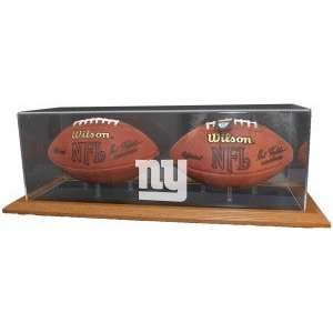 New York Giants Natural Color Framed Base Double Football 