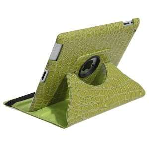  360 Degrees Rotating Stand (Green Crocodile) Leather Case for iPad 