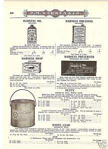 MILLERS HARNESS OIL SOAP DRESS ANTIQUE CATALOG AD 1919  