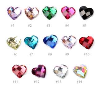 10 Acrylic Heart Rhinestone 6mm Flatback phone decor/ nail art FREE 