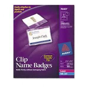  Avery® Badge Holders with Laser/Inkjet Inserts BADGE,SOFT CLP NAME 