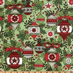  44 Wide Holly Jolly Ornaments Red/Green Fabric By The 