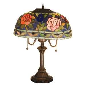 Meyda Tiffany 44904 Table Lamp, Mahogany Bronze Finish with Petal Pink 