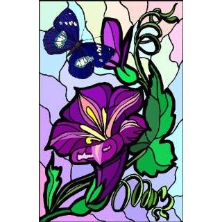  Purple Stargazer Lily Flower   Etched Vinyl Stained Glass 