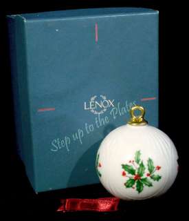 Lenox HOLIDAY Christmas Ball Ornament Holly Berry MIB  