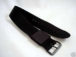 Black Military Issue Nylon Watch Band 20mm 3/4 Strap  