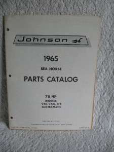 1965 Johnson 75HP Outboard Parts Catalog V4A V4AL 17S  