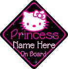   Princess Personalised Baby On Board Car Sign New Hot Pink & Black