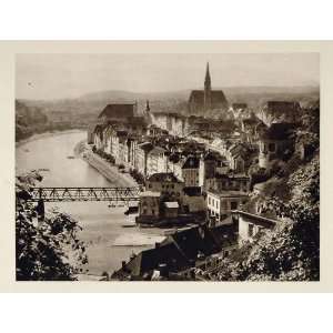  1928 Steyr Austria Enns River Town Photogravure NICE 