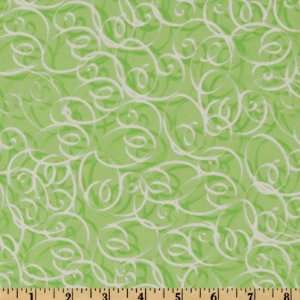  44 Wide Cosmopolitian Swirl Lime/White Fabric By The 