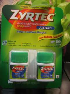 ZYRTEC Allergy 10 mg Cetirizine 100 Tablets New  
