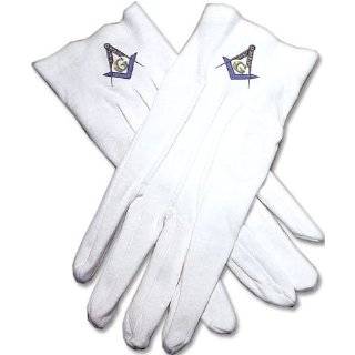 Masonic white cotton gloves Blue Lodge Emblem