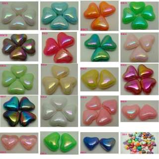   21 Colors chromatic Heart Acrylic Plastic Loose Jewelry Beads 15MM BSK