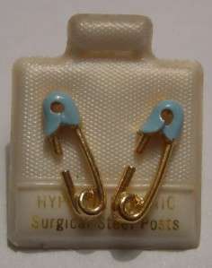 Vintage Pierced Novelty Earrings NOS Diaper Pins  