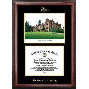   Towson Tigers Gold Embossed Diploma Frame with Lithograph Sports