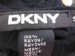 DKNY Black Short Sleeve Floral Detail T Shirt Sz S  