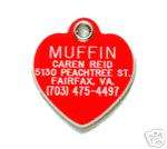 SMALL HEART SHAPED PLASTIC PET CAT ID TAG ENGRAVED  