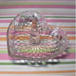   Rose Glass Heart Shaped Ring Plate Jewelry Stand 