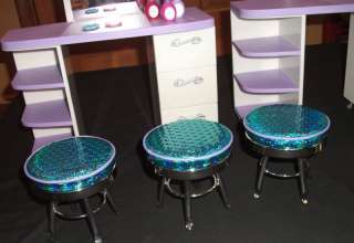   GIRL Doll Salon Station SPA 2 Tables 3 Stools Salon Chair nail polish