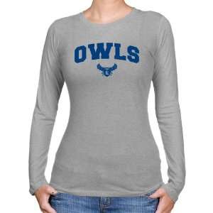  Rice Owls Ladies Ash Logo Arch Long Sleeve Slim Fit T 