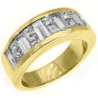 MENS 3.5 CARAT PRINCESS SQUARE CUT DIAMOND RING WEDDING BAND 18KT 