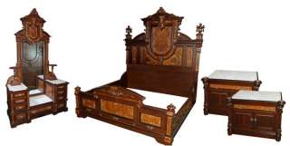 Magnificent 4 pc. Walnut Victorian Bedset by Thomas Brooks