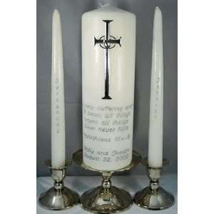  Unity Candle   Silver Cross with Wedding Rings