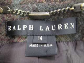 Ralph Lauren Dark Paisley Print Long Sleeve Button Down Jacket 14 