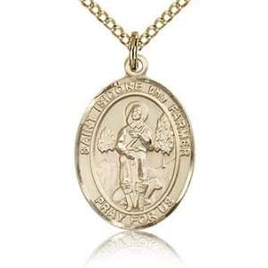  Gold Filled 3/4in St Isidore the Farmer Medal & 18in Chain 