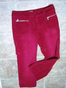 Ann Taylor Loft Red Corduroy Slacks Size 10 Zip Pockets  