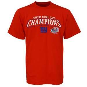 New York Giants Red Super Bowl XLII Champions Breakdown Embroidered T 