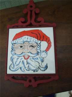 Vintage Ceramic Tile Santa Claus Trivet Japan  