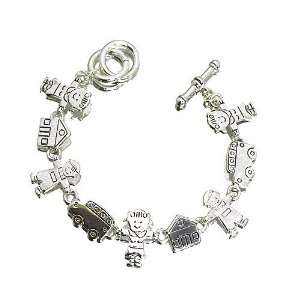   Theme Bracelet ; 8.5L; Silver Metal; Toggle Clasp Closure Jewelry